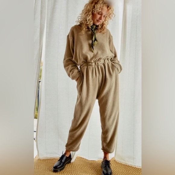 Free People Pants - FREE PEOPLE keepin’ it real one piece jumpsuit cozy loungewear sage green small